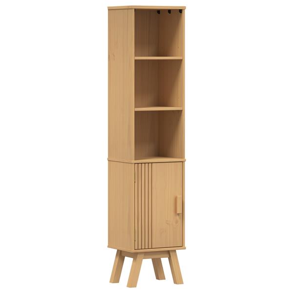 Grote foto vidaxl badkamerkast 35x30x159 cm massief grenenhout bruin huis en inrichting complete badkamers