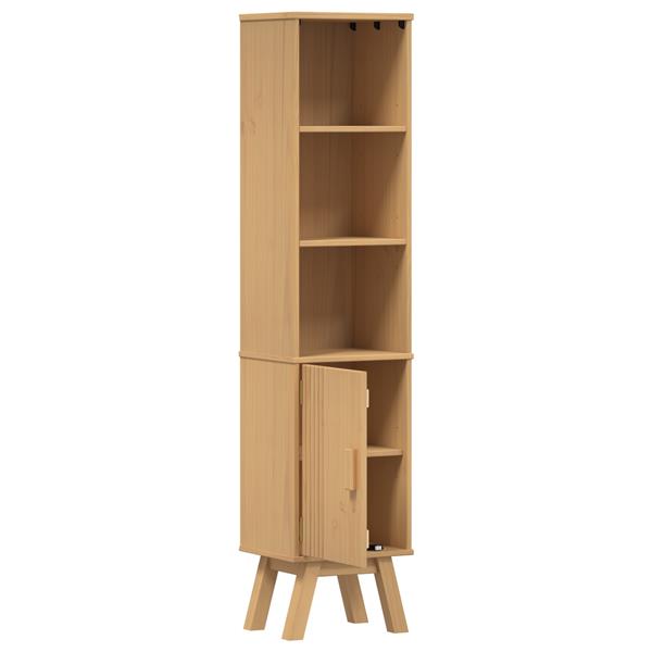 Grote foto vidaxl badkamerkast 35x30x159 cm massief grenenhout bruin huis en inrichting complete badkamers