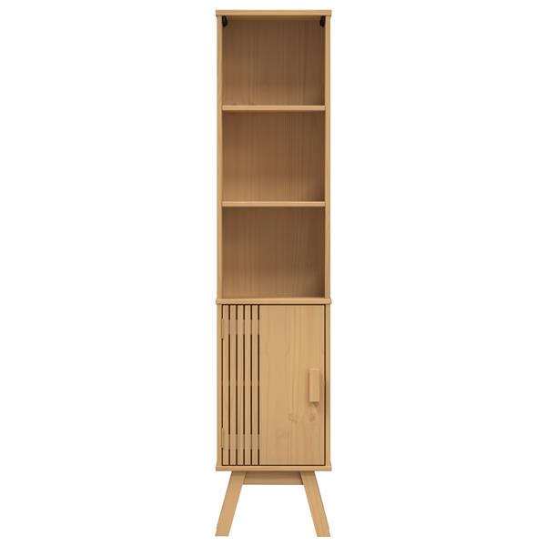 Grote foto vidaxl badkamerkast 35x30x159 cm massief grenenhout bruin huis en inrichting complete badkamers