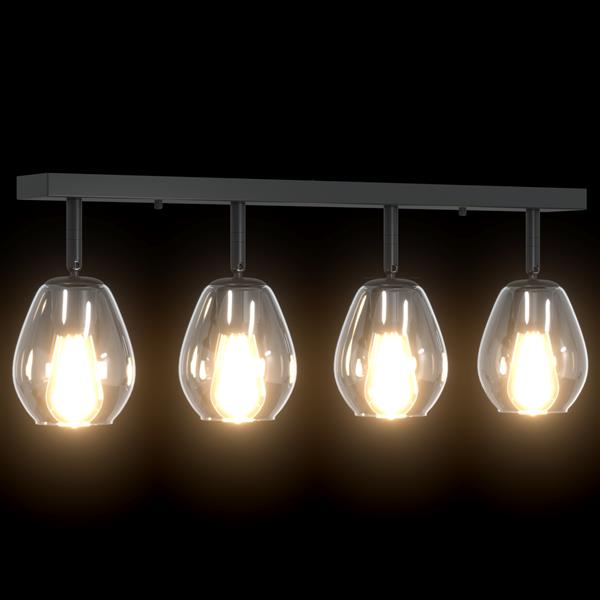 Grote foto vidaxl plafondlamp met verstelbare glazen lampenkap e27 antraciet huis en inrichting overige