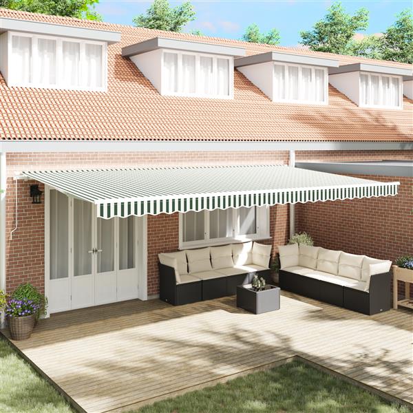 Grote foto vidaxl luifel vervangdoek voor 6x3.5 m frame groen en wit tuin en terras overige tuin en terras