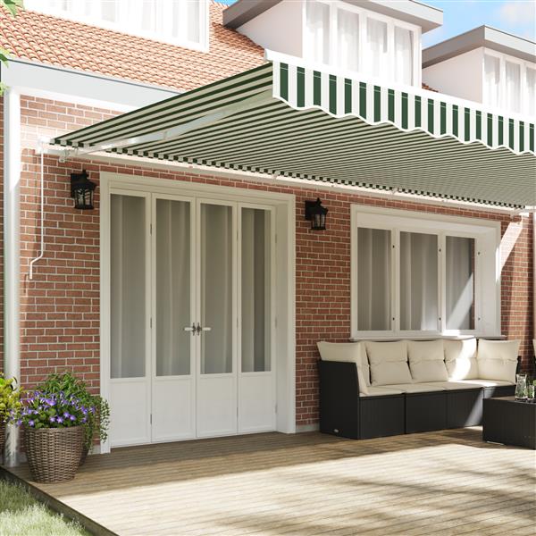 Grote foto vidaxl luifel vervangdoek voor 6x3.5 m frame groen en wit tuin en terras overige tuin en terras