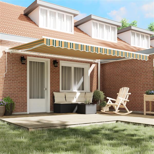 Grote foto vidaxl luifel vervangstof voor 4.5x3 m frame groen en geel tuin en terras overige tuin en terras