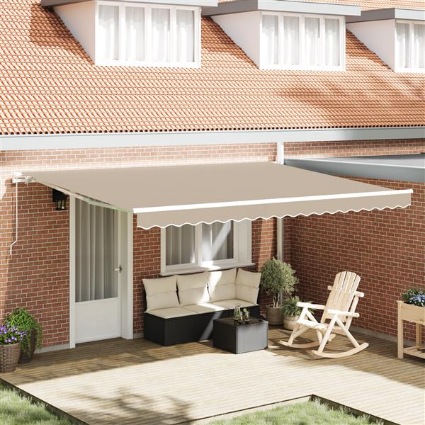 Grote foto vidaxl vervangingsstof voor luifel voor 4.5x3 m frame beige tuin en terras overige tuin en terras
