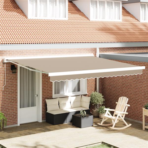 Grote foto vidaxl vervangende luifelstof voor 4x3.5 m frame beige tuin en terras overige tuin en terras