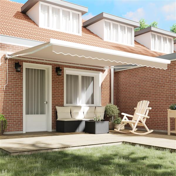 Grote foto vidaxl vervangende luifelstof voor 4x3.5 m frame beige tuin en terras overige tuin en terras
