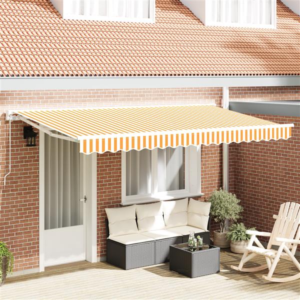 Grote foto vidaxl luifel vervangdoek voor 4x2 m frame geel en wit tuin en terras overige tuin en terras