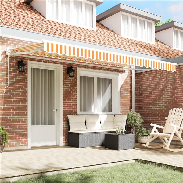 Grote foto vidaxl luifel vervangdoek voor 4x2 m frame geel en wit tuin en terras overige tuin en terras
