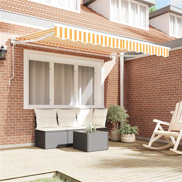 Grote foto vidaxl luifelstof voor 3.5x2 m frame geel en wit tuin en terras overige tuin en terras