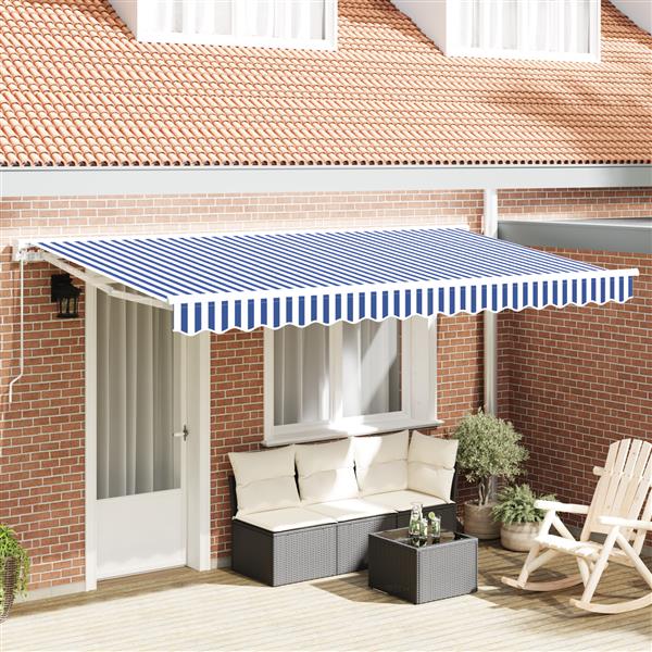 Grote foto vidaxl luifel vervangende stof voor 4x2 m frame blauw en wit tuin en terras overige tuin en terras