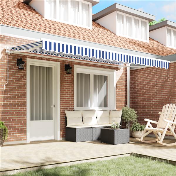 Grote foto vidaxl luifel vervangende stof voor 4x2 m frame blauw en wit tuin en terras overige tuin en terras