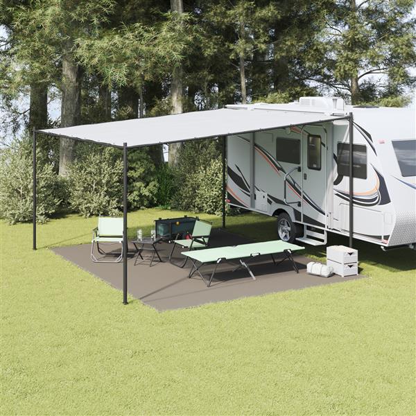 Grote foto vidaxl tentaccessoire lichtgrijs polyester 400 x 500 cm duurzaam caravans en kamperen tenten