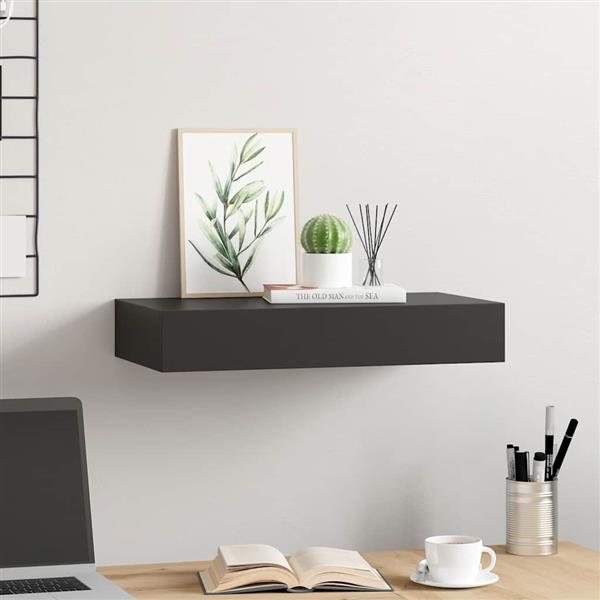 Grote foto vidaxl wandschap met lade zwevend 48x25x8 cm zwart huis en inrichting woningdecoratie