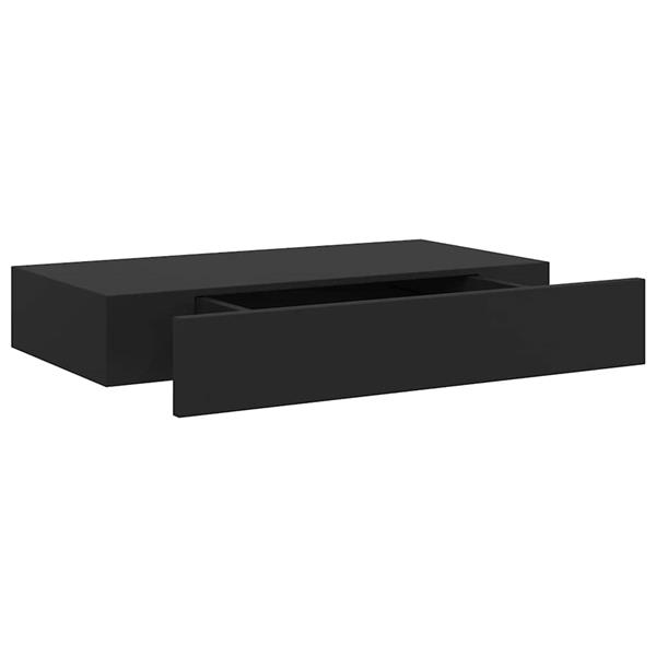 Grote foto vidaxl wandschap met lade zwevend 48x25x8 cm zwart huis en inrichting woningdecoratie