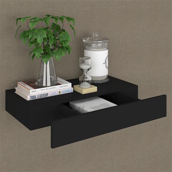Grote foto vidaxl wandschap met lade zwevend 48x25x8 cm zwart huis en inrichting woningdecoratie