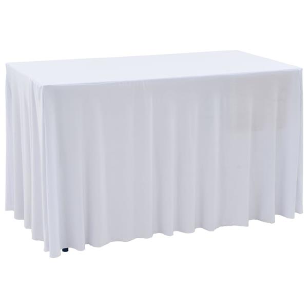 Grote foto vidaxl 2 st tafelhoezen stretch met rok 243x76x74 cm wit tuin en terras tuinmeubelen