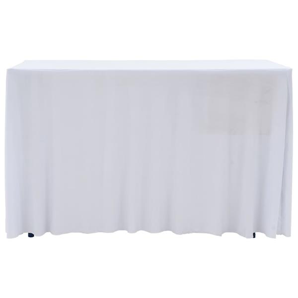 Grote foto vidaxl 2 st tafelhoezen stretch met rok 243x76x74 cm wit tuin en terras tuinmeubelen