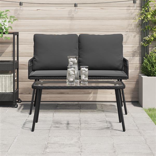Grote foto vidaxl salontafel 90x45x42 cm poly rattan zwart tuin en terras tuinmeubelen