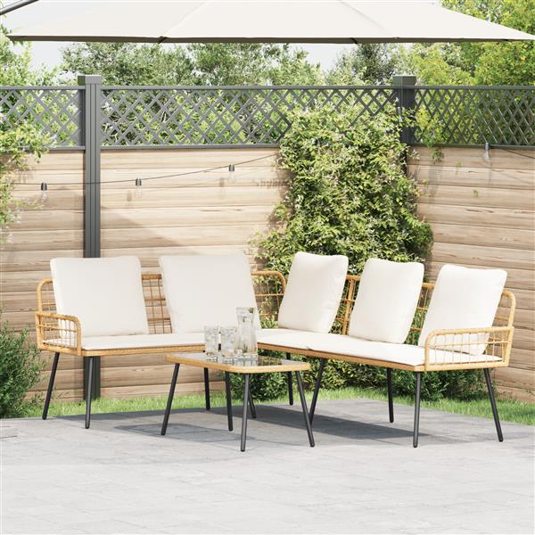 Grote foto vidaxl bank l vormig 231x173x78 cm poly rattan naturel tuin en terras tuinmeubelen