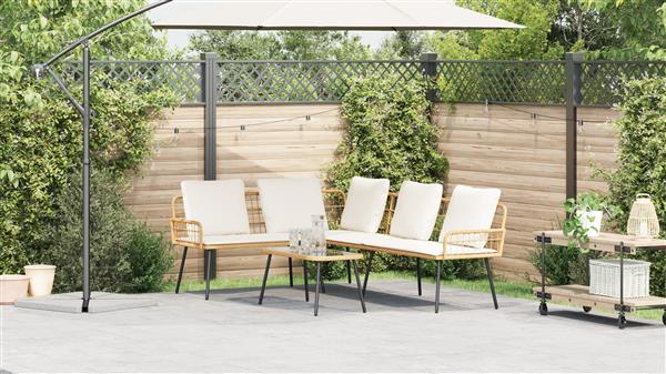 Grote foto vidaxl bank l vormig 231x173x78 cm poly rattan naturel tuin en terras tuinmeubelen