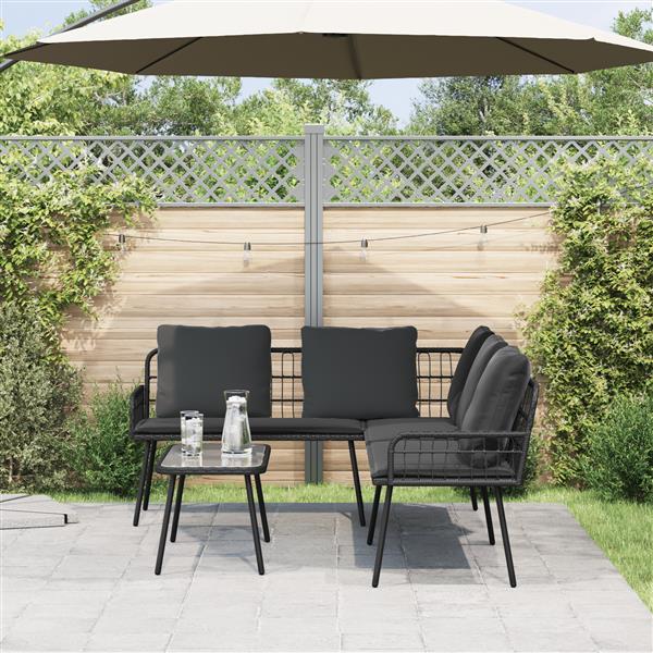 Grote foto vidaxl bank l vormig 231x173x78 cm poly rattan zwart tuin en terras tuinmeubelen