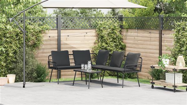 Grote foto vidaxl bank l vormig 231x173x78 cm poly rattan zwart tuin en terras tuinmeubelen