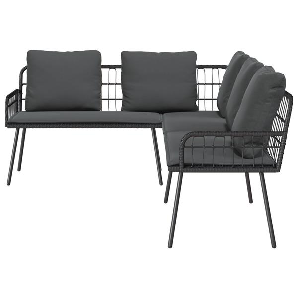 Grote foto vidaxl bank l vormig 231x173x78 cm poly rattan zwart tuin en terras tuinmeubelen