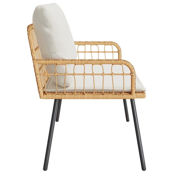 Grote foto vidaxl tuinbank 114x64x78 cm poly rattan naturel tuin en terras tuinmeubelen