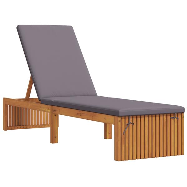 Grote foto vidaxl ligbed met kussen 200x55x30 cm massief acaciahout tuin en terras tuinmeubelen