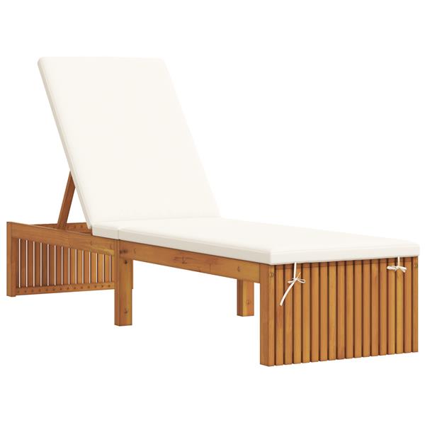 Grote foto vidaxl ligbed met kussen 200x55x30 cm van massief acaciahout tuin en terras tuinmeubelen