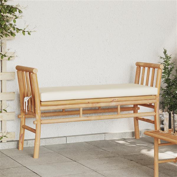 Grote foto vidaxl tuinbank met kussen 110 cm bamboe tuin en terras tuinmeubelen
