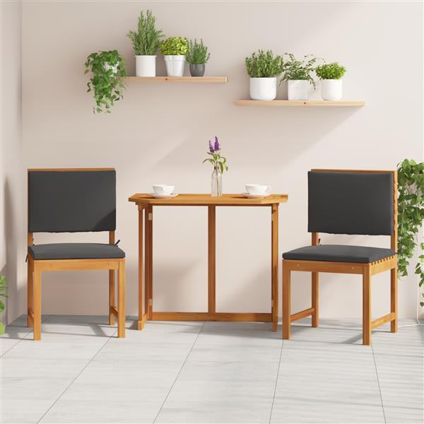 Grote foto vidaxl tuinstoelen 2 st zonder armleuningen met kussens acaciahout tuin en terras tuinmeubelen