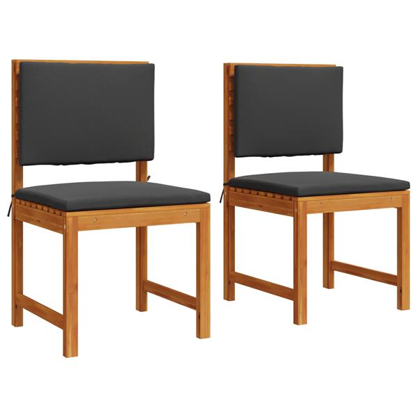 Grote foto vidaxl tuinstoelen 2 st zonder armleuningen met kussens acaciahout tuin en terras tuinmeubelen