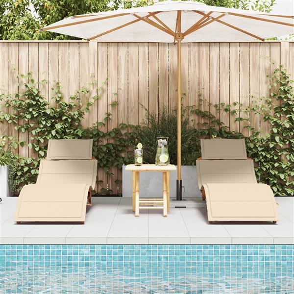 Grote foto vidaxl ligbedden 2 st met kussens massief acaciahout beige tuin en terras tuinmeubelen