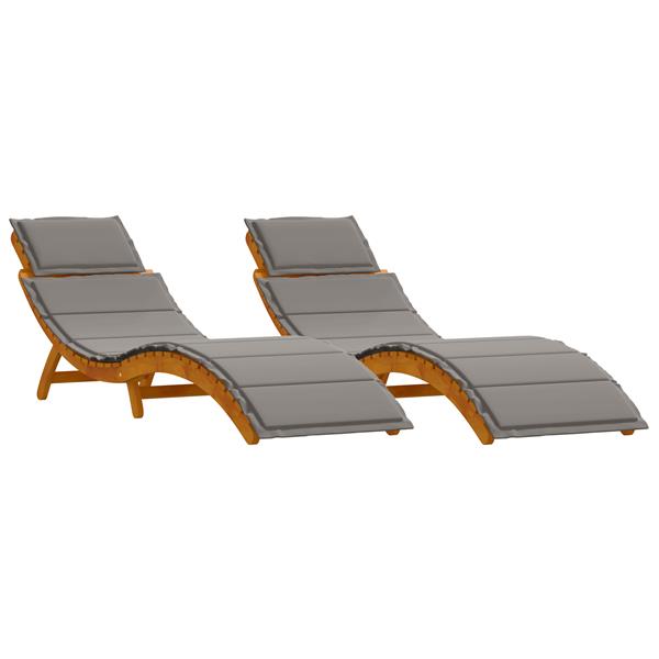 Grote foto vidaxl ligstoelen 2 st met kussens massief acaciahout donkergrijs tuin en terras tuinmeubelen