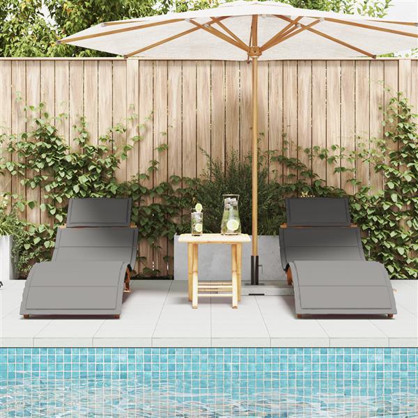 Grote foto vidaxl ligstoelen 2 st met kussens massief acaciahout donkergrijs tuin en terras tuinmeubelen