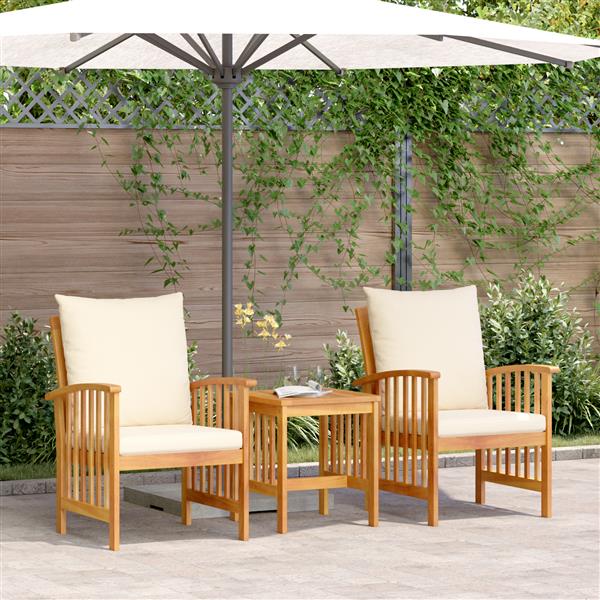 Grote foto vidaxl 3 delige loungeset met kussens massief acaciahout tuin en terras tuinmeubelen