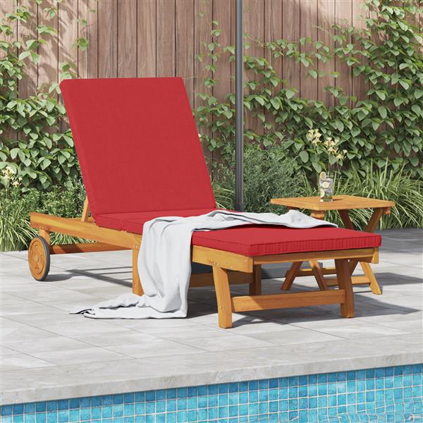 Grote foto vidaxl ligbed met wielen en kussen massief hout rood tuin en terras tuinmeubelen