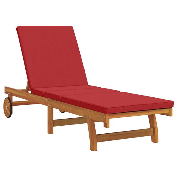 Grote foto vidaxl ligbed met wielen en kussen massief hout rood tuin en terras tuinmeubelen