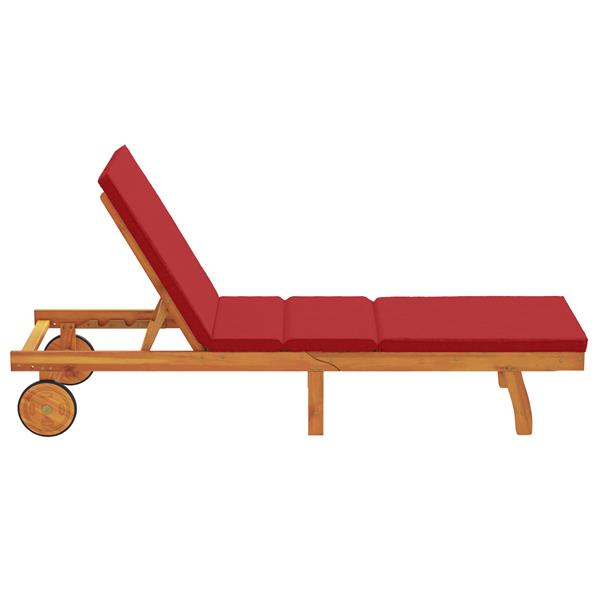 Grote foto vidaxl ligbed met wielen en kussen massief hout rood tuin en terras tuinmeubelen