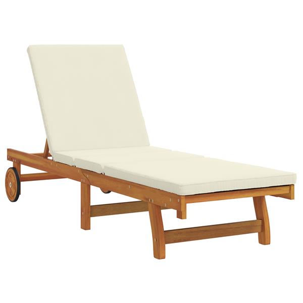 Grote foto vidaxl ligbed met wielen en kussen massief hout cr mewit tuin en terras tuinmeubelen