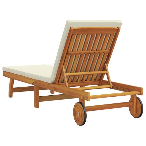 Grote foto vidaxl ligbed met wielen en kussen massief hout cr mewit tuin en terras tuinmeubelen