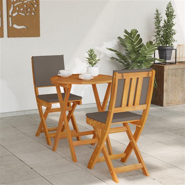 Grote foto vidaxl 3 delige vouw bistro set met kussens van massief acaciahout tuin en terras tuinmeubelen