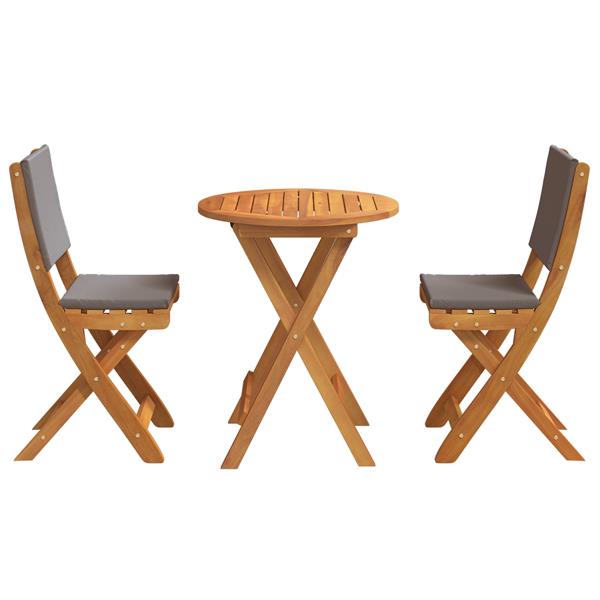 Grote foto vidaxl 3 delige vouw bistro set met kussens van massief acaciahout tuin en terras tuinmeubelen