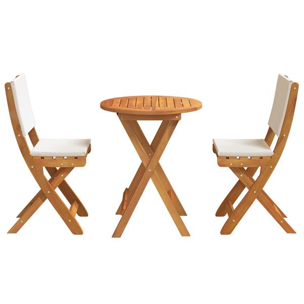 Grote foto vidaxl 3 delige vouw bistro set met kussens van massief acaciahout tuin en terras tuinmeubelen