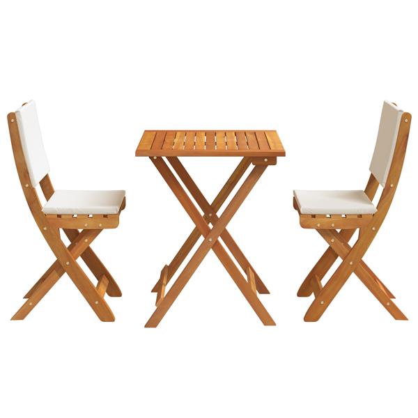 Grote foto vidaxl 3 delige vouw bistro set met kussens van massief acaciahout tuin en terras tuinmeubelen