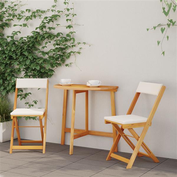 Grote foto vidaxl 3 delige vouw bistro set met kussens van massief acaciahout tuin en terras tuinmeubelen