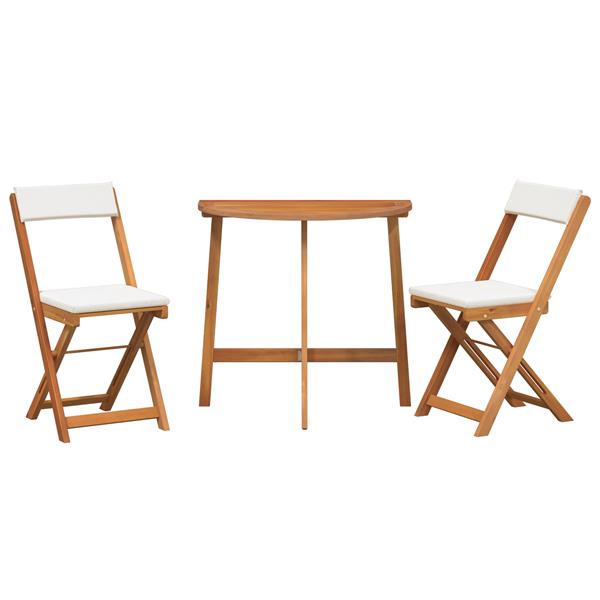 Grote foto vidaxl 3 delige vouw bistro set met kussens van massief acaciahout tuin en terras tuinmeubelen