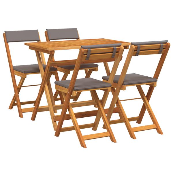 Grote foto vidaxl 5 delige bistro set met kussens van massief acaciahout tuin en terras tuinmeubelen
