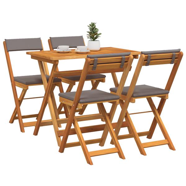 Grote foto vidaxl 5 delige bistro set met kussens van massief acaciahout tuin en terras tuinmeubelen